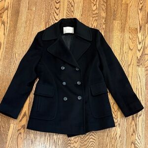 Elegant Black Double-Breasted Peacoat from Loro Piana Wool